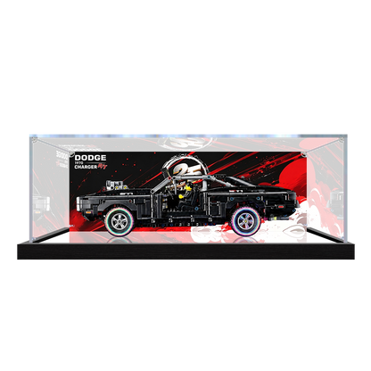 LEGO 42231 Dodge Charger R/T Mirror Display Case with UV-Printed Themed Background