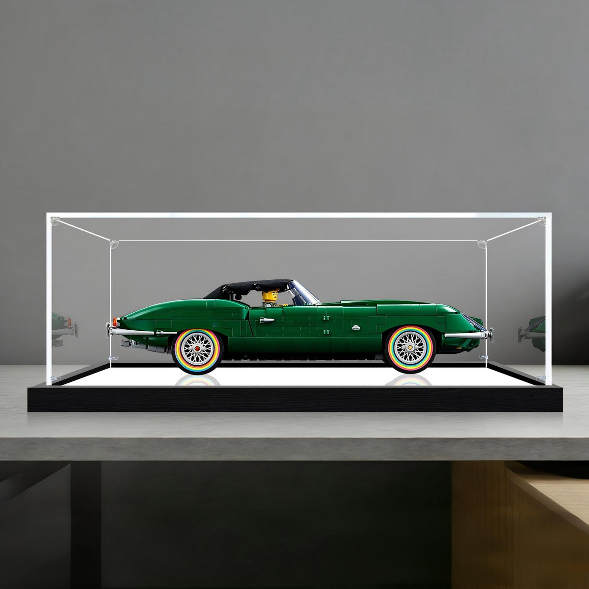 LEGO 11381 Jaguar E-Type Mirror Display Case No Background