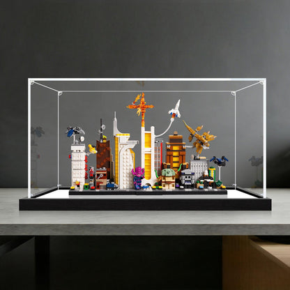 LEGO 67006 The Marvel Skyline mirror display case with black brushed base