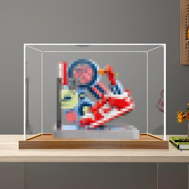LEGO 43021 Nike Dunk Trickshot Mirror Display Case with Wood Grain Base