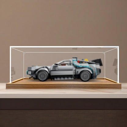 LEGO 77256 Time Machine from Back to the Future Mirror Display Case with Wood Grain Base