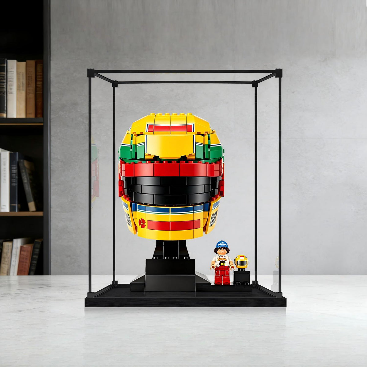 LEGO 43024 Ayrton Senna Helmet Mirror Display Case with Alloy Frame and Ring Light