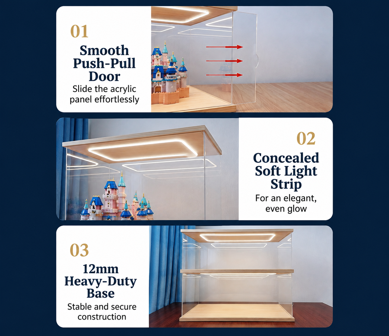LEGO 76193 Mirror Acrylic Display Case with Ring Light & UV-Printed Background - Dustproof Showcase