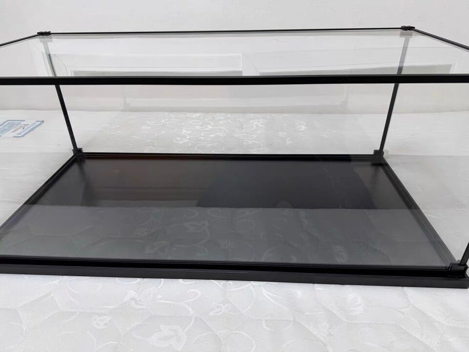 Alloy transparent acrylic display case, 2cm high black brushed base and black aluminum alloy frame (custom sizes supported)