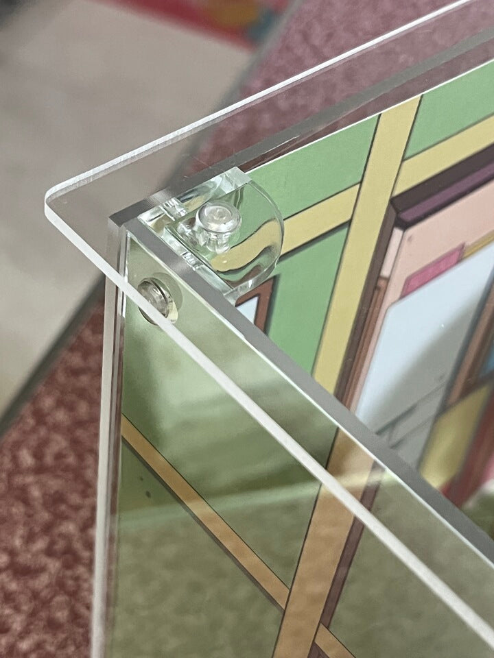 Vitrina de acrílico iluminada con LED y puerta corredera - Exhibidor transparente apilable para coleccionables, figuras de acción, maquetas - Luz anular blanca y base de madera plástica negra
