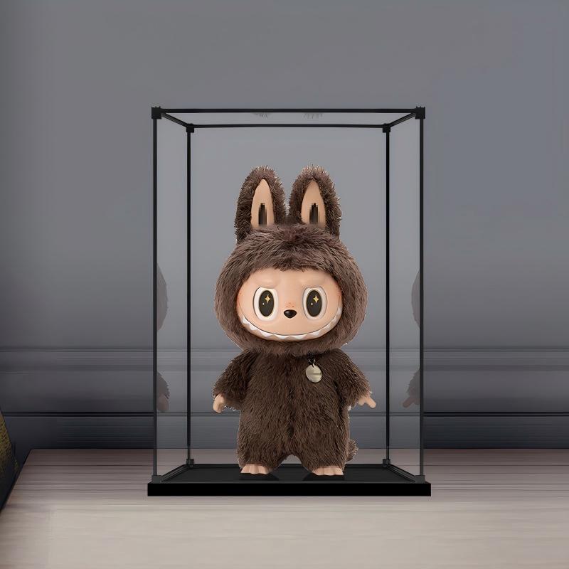 Pop Mart Zimomo Mirror Acrylic Display Case with Ring Light & UV-Printed Background - Dustproof Showcase