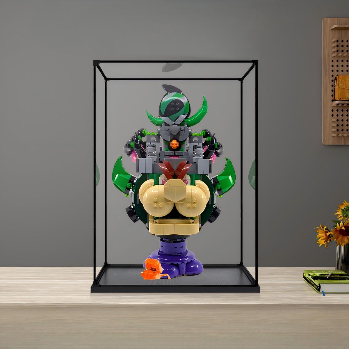 LEGO 72042 Prince Florian & Castle Bowser - Expansion Set Mirror Acrylic Display Case with Ring Light & UV-Printed Background - Dustproof Showcase