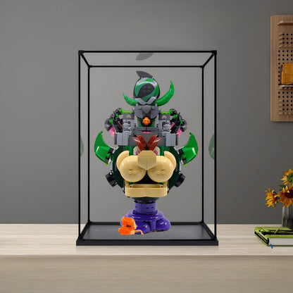 LEGO 72042 Prince Florian & Castle Bowser - Expansion Set Mirror Acrylic Display Case with Ring Light & UV-Printed Background - Dustproof Showcase