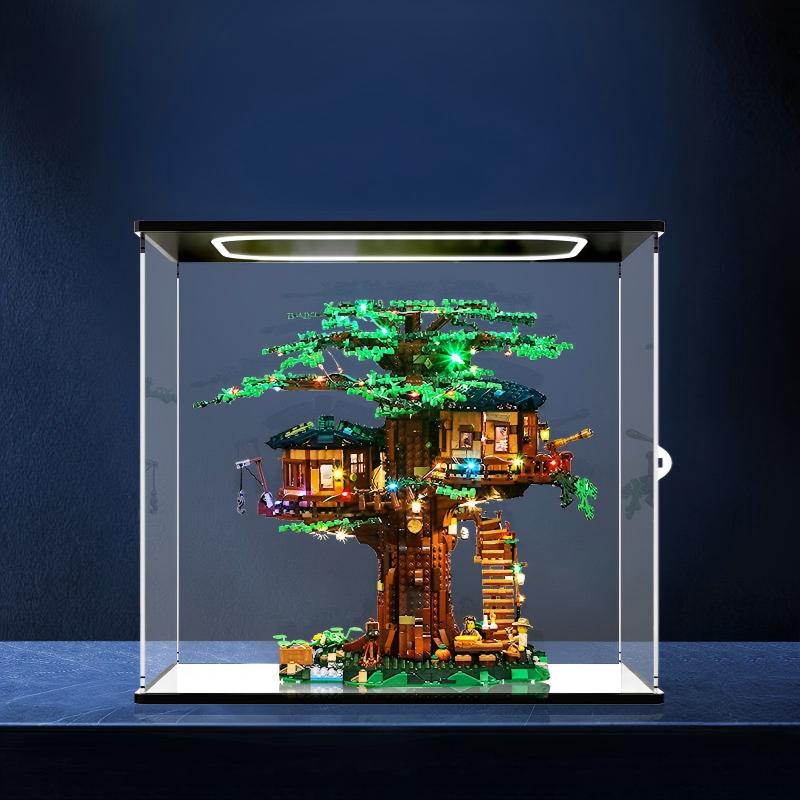 LEGO 21318 Spiegel-Vitrine aus Acryl mit Ringlicht & UV-bedrucktem Hintergrund - Staubgeschützte Ausstellungsvitrine