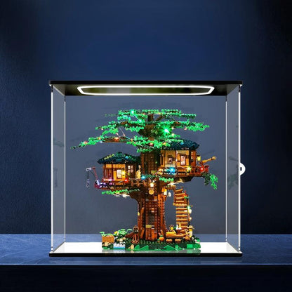 LEGO 21318 Spiegel-Vitrine aus Acryl mit Ringlicht & UV-bedrucktem Hintergrund - Staubgeschützte Ausstellungsvitrine