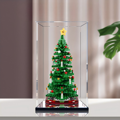Acrylic Display Case for LEGO 40573 Christmas Tree, with Themed Printed Background & Dustproof Box