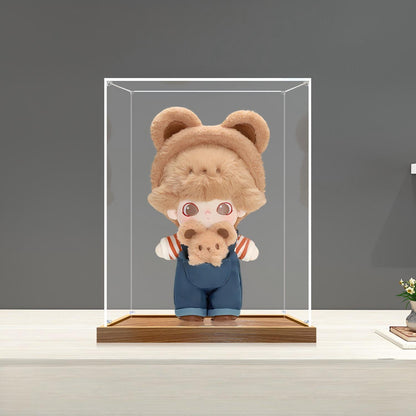 Pop Mart Animal Kingdom Mirror Acrylic Display Case with Ring Light & UV-Printed Background - Dustproof Showcase