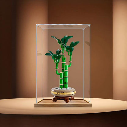 LEGO 10344 Lucky Bamboo spejl-akryl-displaykasse med ringlys og UV-trykt baggrund - støvtæt showcase