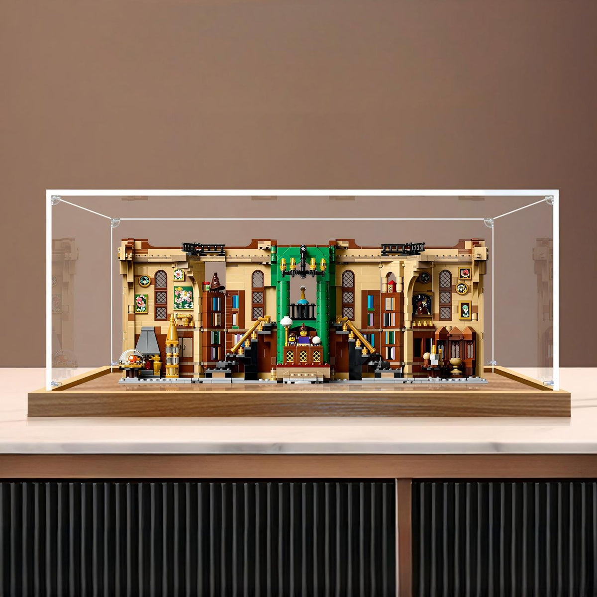 LEGO 76478 Harry Potter Book Nook: Dumbledore's Office Mirror Acrylic Display Case with Ring Light & UV-Printed Background - Dustproof Showcase