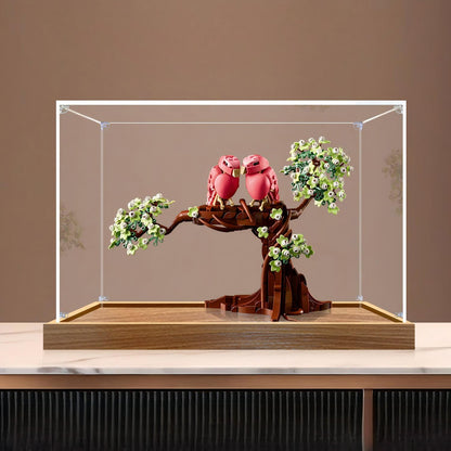 LEGO 21365 Love Birds Spiegel Acryl Vitrine met Ringlicht & UV-Geprinte Achtergrond - Stofdichte Showcase