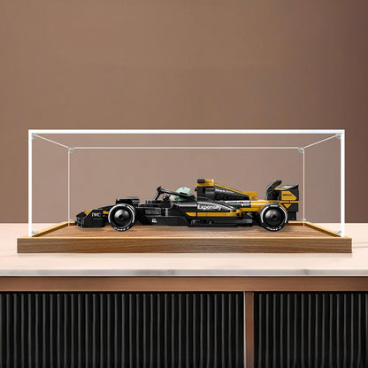 LEGO 77252 APXGP Team Race Car Mirror Acrylic Display Case with Ring Light & UV-Printed Background - Dustproof Showcase
