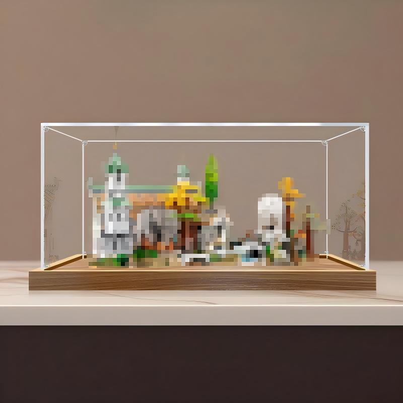 LEGO 10316 سيد الخواتم: ريفنديل حامل عرض أكريليك مع إضاءة حلقية وخلفية مطبوعة بالأشعة فوق البنفسجية - صندوق عرض مقاوم للغبار