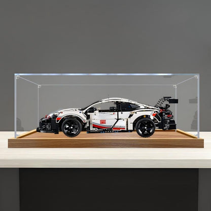 LEGO 42096 Porsche 911 RSR Vetrina Acrilica con Anello Luminoso e Sfondo Stampato UV - Custodia Antipolvere