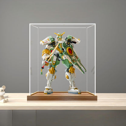 LEGO 71860 Lloyd's Titan Mech Spiegel-Acryl-Vitrine mit Ringlicht & UV-bedrucktem Hintergrund - Staubdichte Präsentationsvitrine