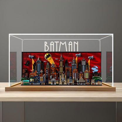 LEGO 76271 Batman: The Animated Series Gotham City Custodia Espositiva in Acrilico con Specchio, Anello Luminoso e Sfondo Stampato UV - Vetrina Antipolvere