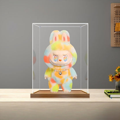 Pop Mart The Monsters Labubu Series Mirror Acrylic Display Case with Ring Light & UV-Printed Background - Dustproof Showcase