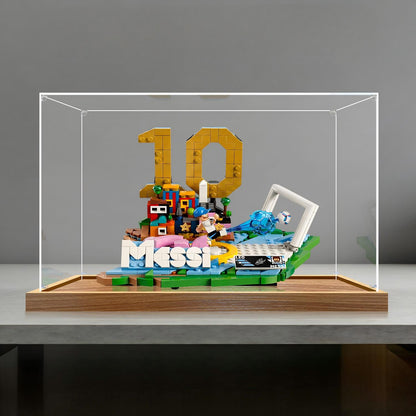 LEGO 43011 Lionel Messi - Soccer Highlights Mirror Acrylic Display Case with Ring Light & UV-Printed Background - Dustproof Showcase