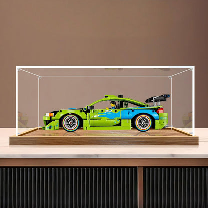 LEGO 42229 Technic Fast and Furious Mitsubishi Eclipse Car Mirror Acrylic Display Case with Ring Light & UV-Printed Background - Dustproof Showcase