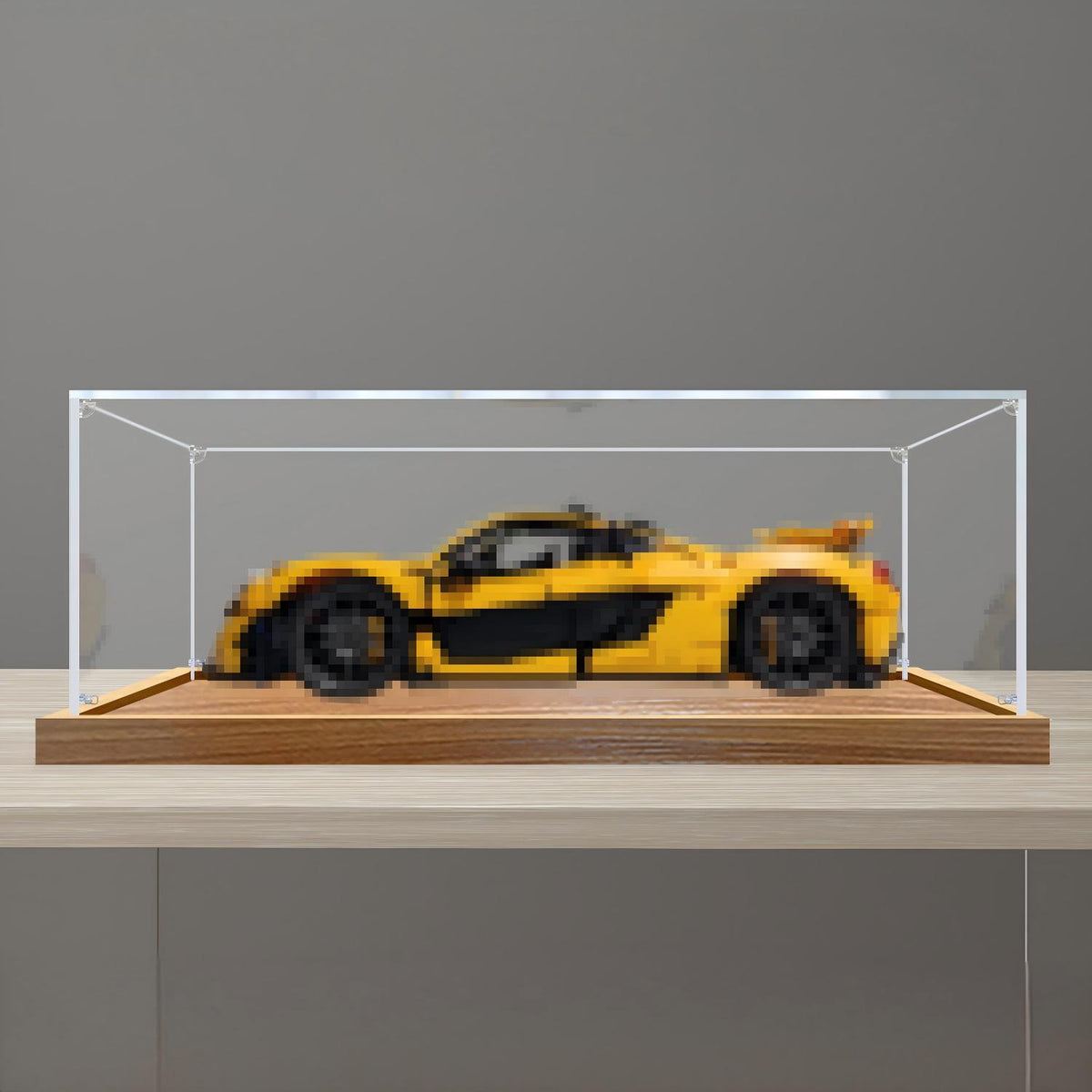 LEGO 42172 ماكلارين P1 علبة عرض أكريليك مرآة مع إضاءة حلقية وخلفية مطبوعة بالأشعة فوق البنفسجية - صندوق عرض مقاوم للغبار