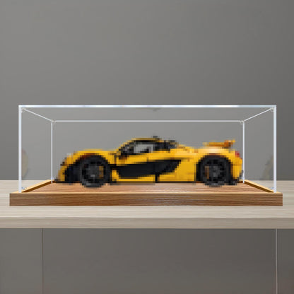 LEGO 42172 ماكلارين P1 علبة عرض أكريليك مرآة مع إضاءة حلقية وخلفية مطبوعة بالأشعة فوق البنفسجية - صندوق عرض مقاوم للغبار