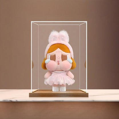 حالة عرض أكريليك مرآة Pop Mart Crybaby مع إضاءة حلقية وخلفية مطبوعة بالأشعة فوق البنفسجية - صندوق عرض مقاوم للغبار