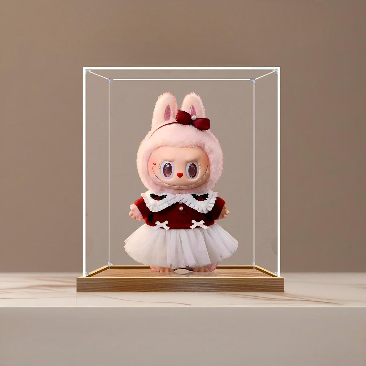 Pop Mart Twinklu Fairy Tale Mirror Acrylic Display Case with Ring Light & UV-Printed Background - Dustproof Showcase