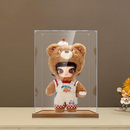 Pop Mart Molly Bear Bread Spiegel Acryl Displaykast met Ringlicht & UV-bedrukte Achtergrond - Stofvrije Vitrine