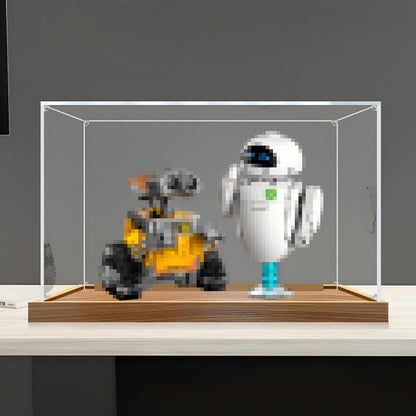 LEGO 43279 WALL-E e EVE Vetrina Acrilica a Specchio con Luce ad Anello e Sfondo Stampato UV - Espositore Antipolvere