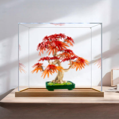 LEGO 10348 Japanischer Ahornbaum Spiegel-Acryl-Vitrine mit Ringlicht & UV-bedrucktem Hintergrund - Staubdichte Präsentationsvitrine