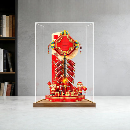 LEGO 80118 Fortune Firecracker Coffret de Présentation Miroir en Acrylique avec Lumière Annulaire et Fond UV - Vitrine Anti-Poussière