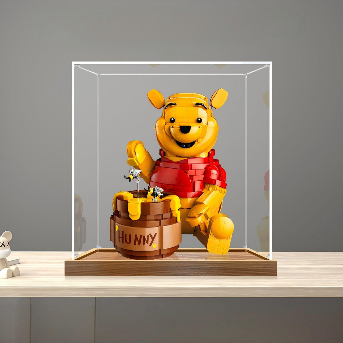 LEGO 43300 Espelho do Ursinho Pooh com Estojo de Exibição em Acrílico com Anel de Luz e Fundo Impresso em UV - Vitrine à Prova de Poeira