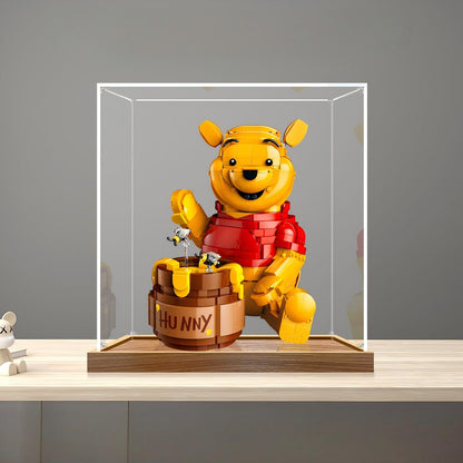 LEGO 43300 Espelho do Ursinho Pooh com Estojo de Exibição em Acrílico com Anel de Luz e Fundo Impresso em UV - Vitrine à Prova de Poeira