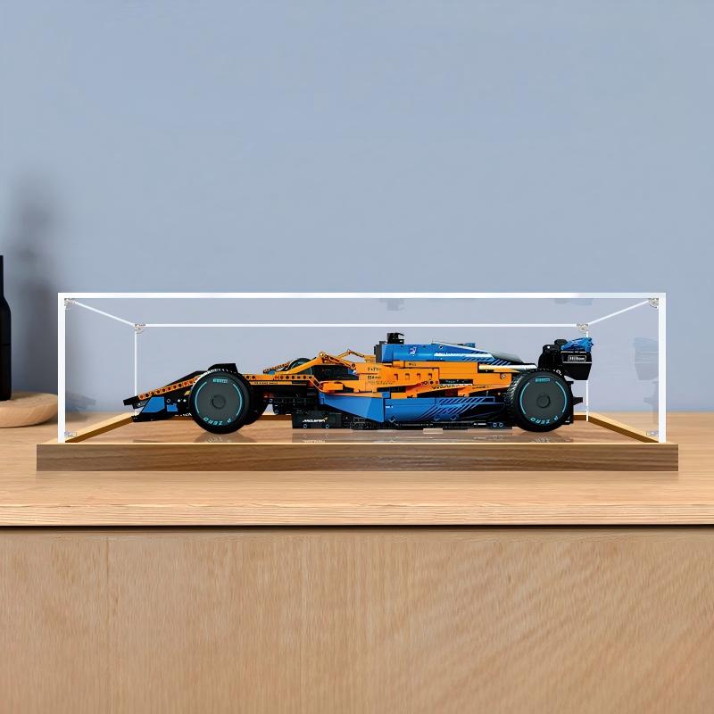 LEGO 42141 McLaren Formula 1 Caixa de Exibição de Acrílico com Anel de Luz e Fundo Impresso em UV - Vitrine à Prova de Poeira