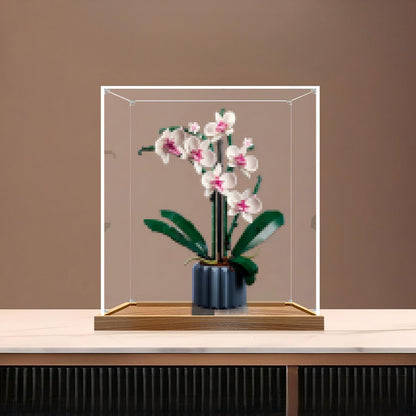LEGO 10311 Vitrine de Exibição de Acrílico com Espelho para Orquídea, com Luz de Anel e Fundo Impresso em UV - Mostruário à Prova de Poeira