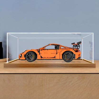 LEGO 42056 بورش 911 GT3 RS حافظة عرض أكريليك مع إضاءة حلقية وخلفية مطبوعة بالأشعة فوق البنفسجية - صندوق عرض مقاوم للغبار