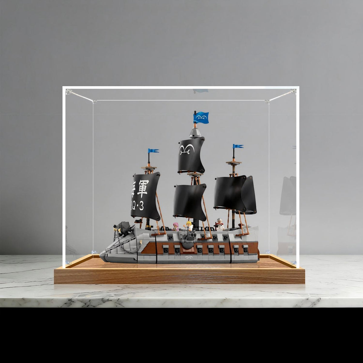 LEGO 75646 Acorazado Marino de Garp Vitrina de Exhibición de Acrílico Espejo con Anillo de Luz y Fondo Impreso en UV - Vitrina a Prueba de Polvo