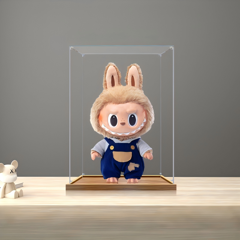 Suitable for Pop Mart Labubu Time to Chill Display Case – 25x20x40cm Showcase with UV-Printed Background & Mirror Base