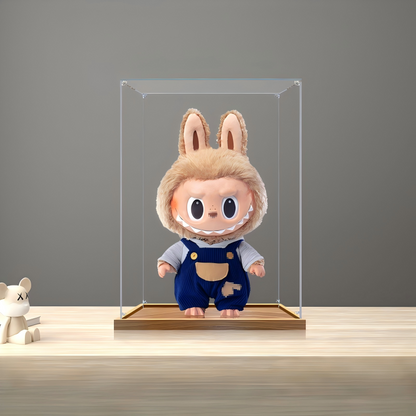 Suitable for Pop Mart Labubu Time to Chill Display Case – 25x20x40cm Showcase with UV-Printed Background & Mirror Base