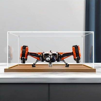 LEGO 42181 Nave de Carga Pesada VTOL Caixa de Exibição Acrílica Espelhada com Luz de Anel e Fundo Impresso em UV - Vitrine à Prova de Poeira