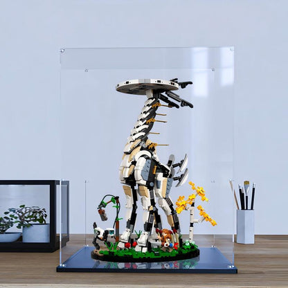 LEGO 76989 Horizon Forbidden West: Tallneck Mirror Acrylic Display Case with Ring Light & UV-Printed Background - Dustproof Showcase