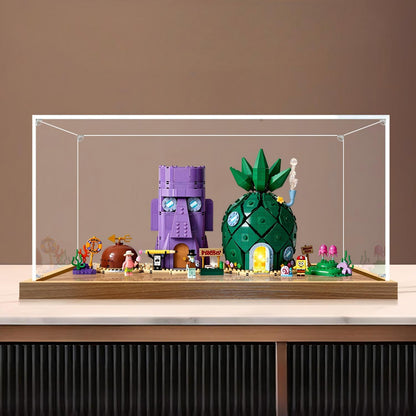 LEGO 11386 SpongeBob Bikini Bottom Spiegel-Acryl-Vitrine mit Ringlicht & UV-bedrucktem Hintergrund - Staubgeschützte Ausstellung