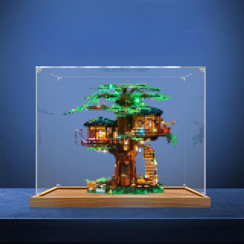 LEGO 21318 Spiegel-Vitrine aus Acryl mit Ringlicht & UV-bedrucktem Hintergrund - Staubgeschützte Ausstellungsvitrine