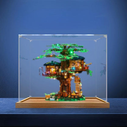 LEGO 21318 Spiegel-Vitrine aus Acryl mit Ringlicht & UV-bedrucktem Hintergrund - Staubgeschützte Ausstellungsvitrine