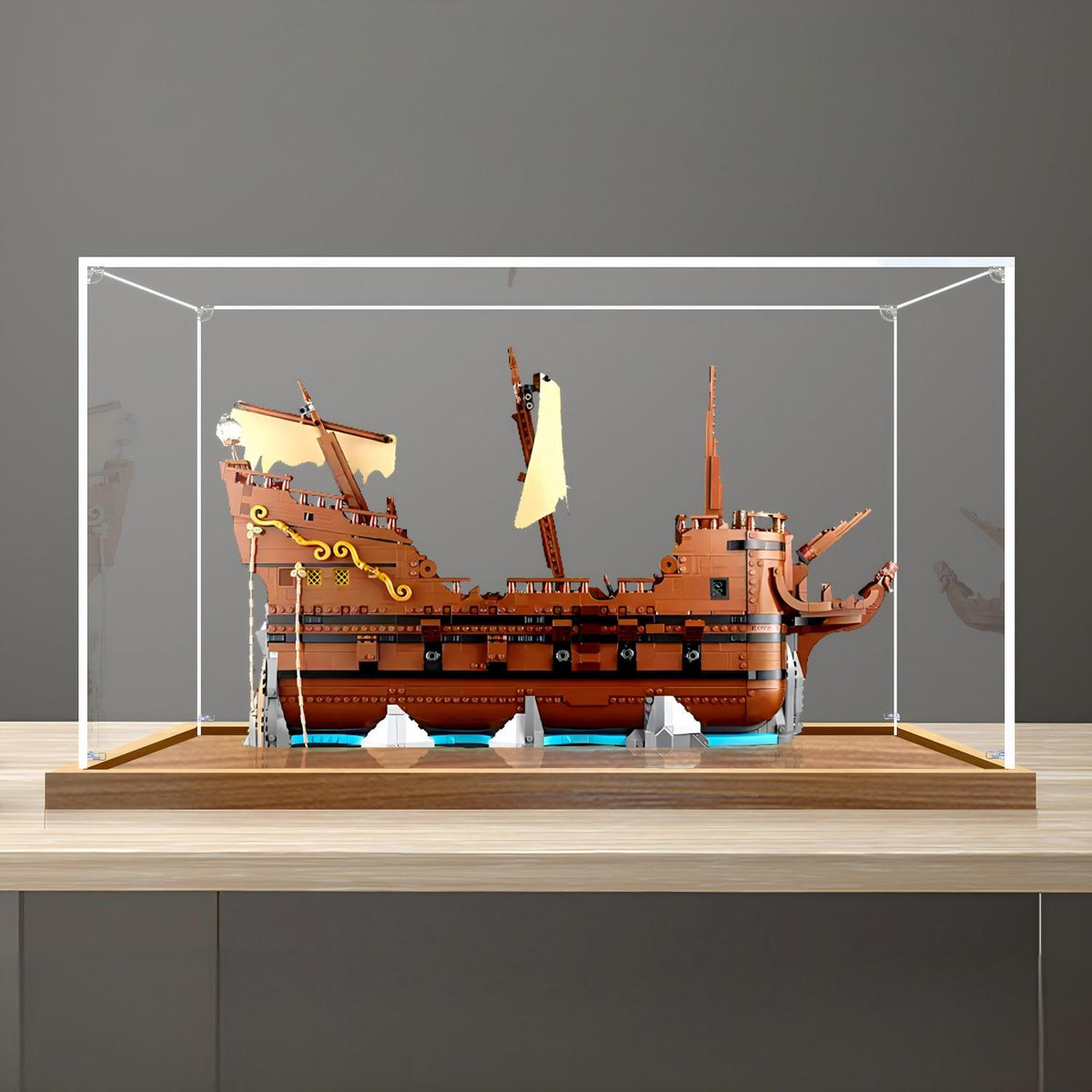 LEGO 21363 The Goonies Mirror Acrylic Display Case with Ring Light & UV-Printed Background - Dustproof Showcase