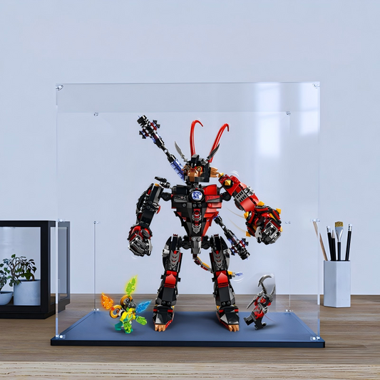 Acrylic Display Case for LEGO 80033 Evil Macaque's Mech, with Themed Printed Background & Dustproof Box